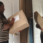 Jackie Christopher with the box that was returned to her after the inquest into her son’s death in a police shooting. It almost certainly contains the clothes he died in